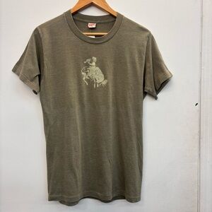 Vintage ‘80s Stampeder Men’s Olive Single Stitch Graphic T-Shirt Size Large